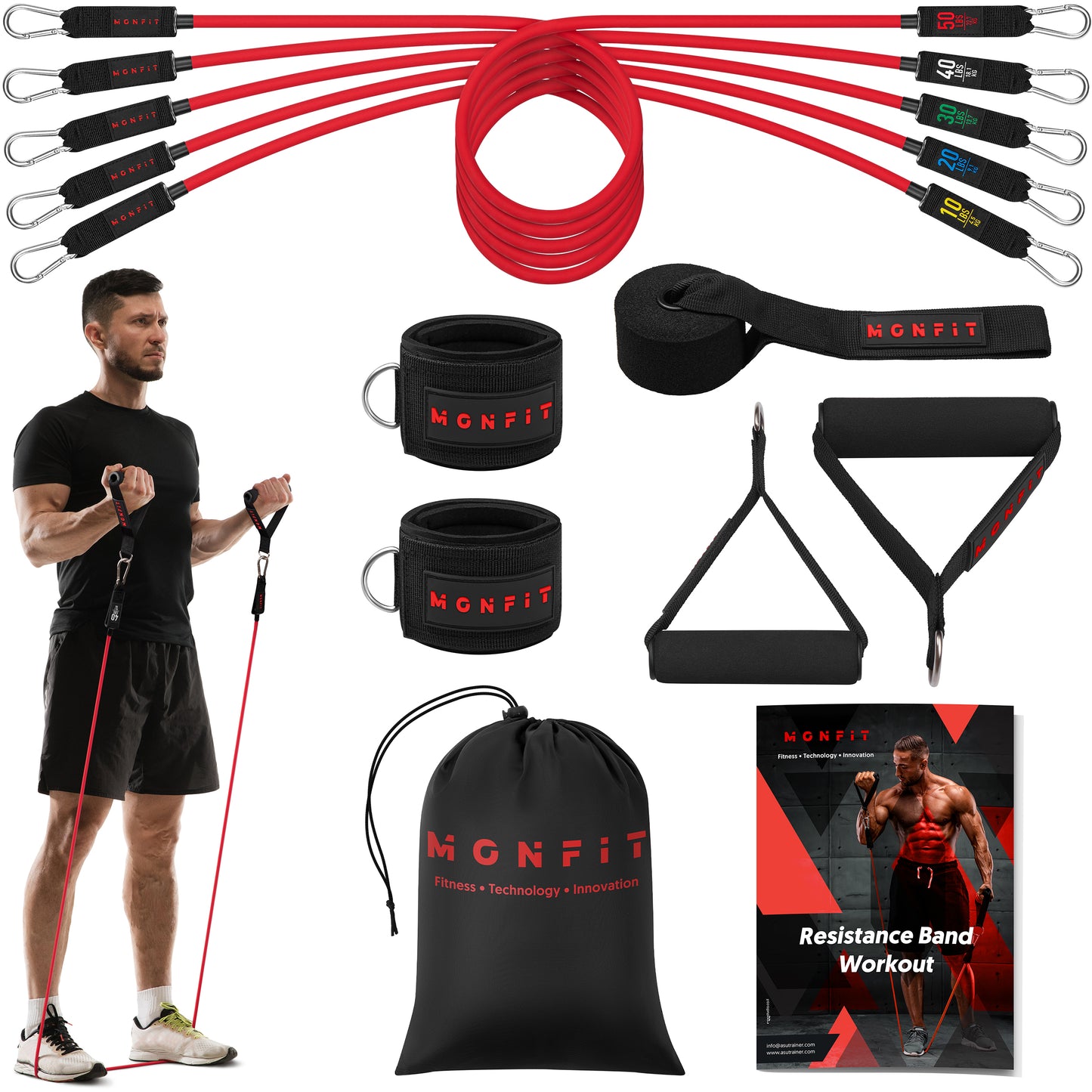 Resistance Tube Bands Set with Handles, Door Anchor & Ankle Straps