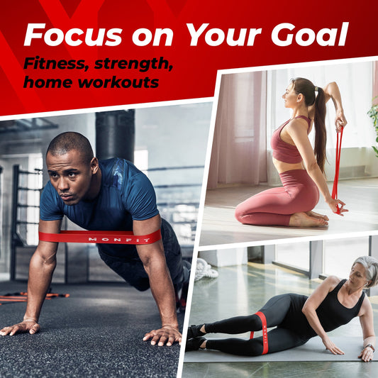 Using MONFIT resistance loop bands for fitness training, strength work, stretching, and full body workouts.