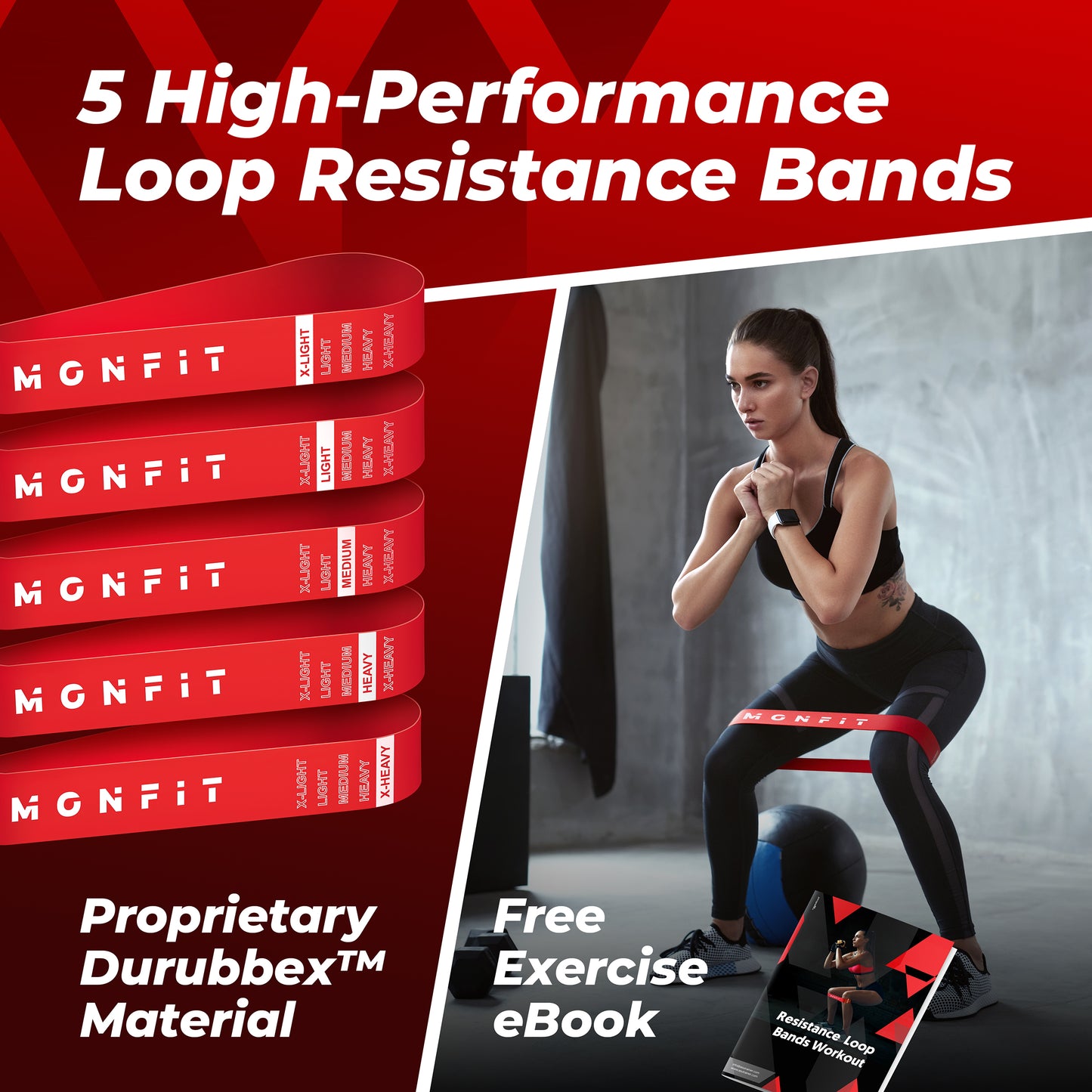 Woman training with MONFIT resistance loop bands for lower body and glute workouts