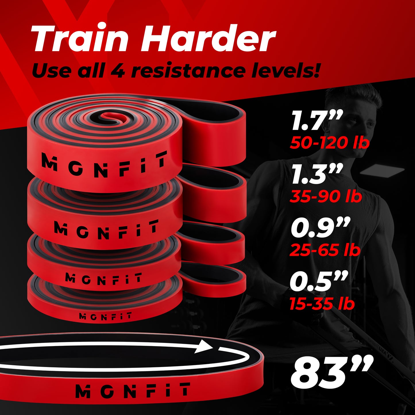 Set of 4 Pull Up Assistance Bands By MONFIT