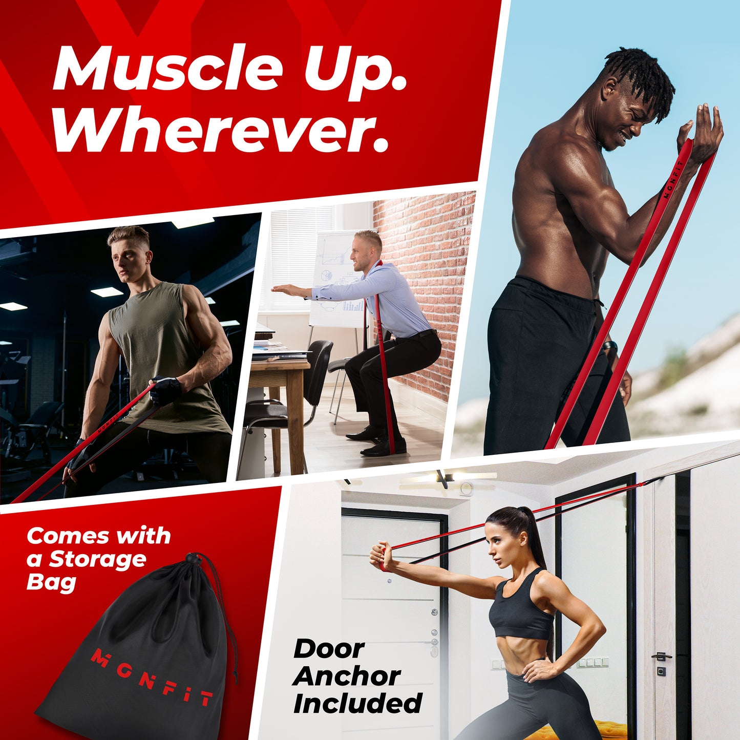 Set of 4 Pull Up Assistance Bands By MONFIT