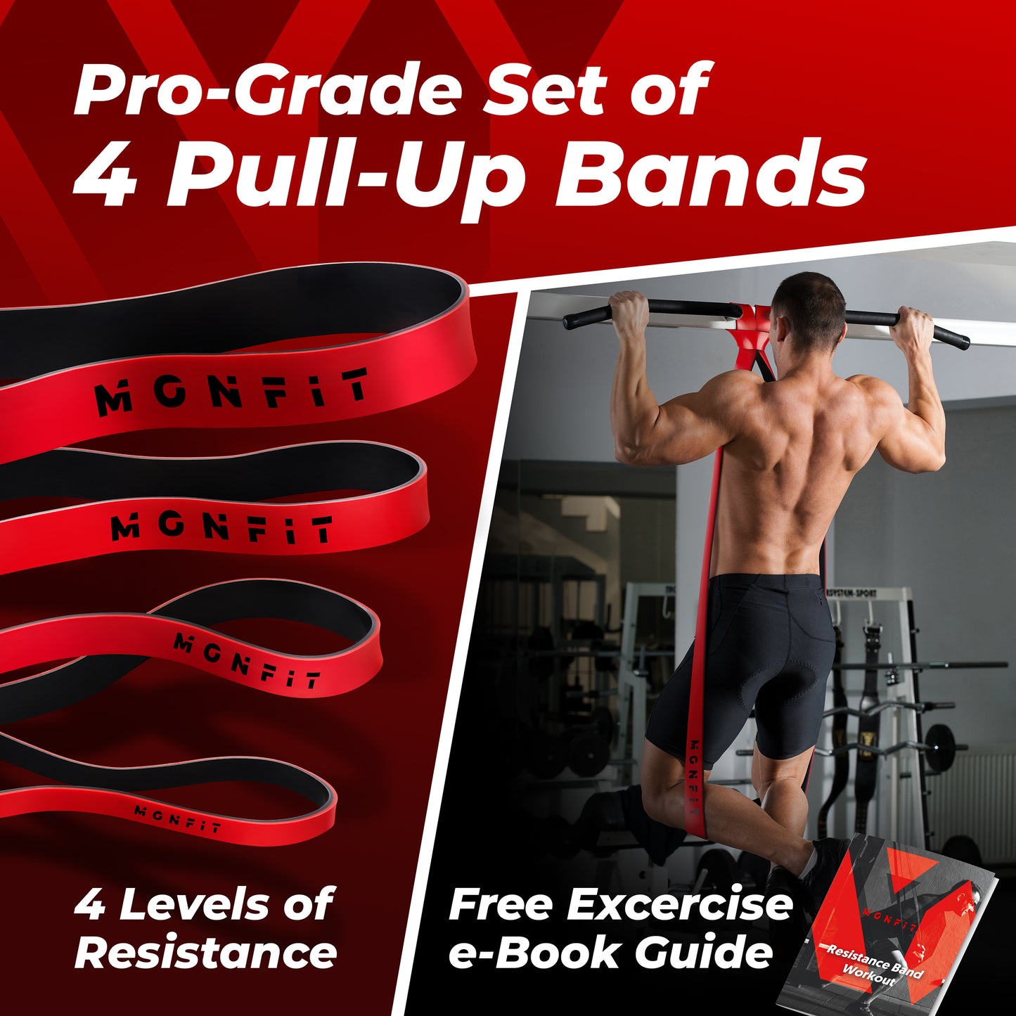 MONFIT Pull Up Assist Resistance Bands Set for Strength Training and Home Workouts