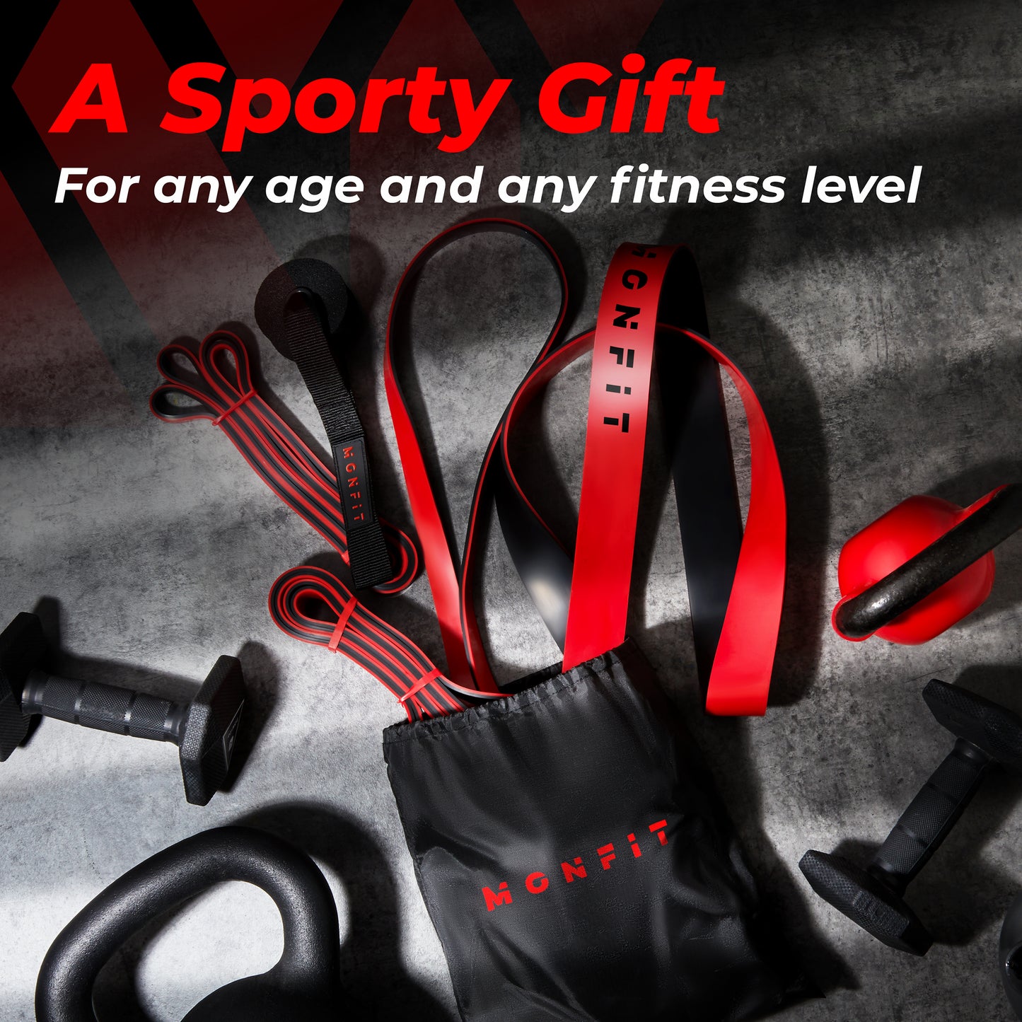 MONFIT pull up assist bands set with door anchor and carry bag
